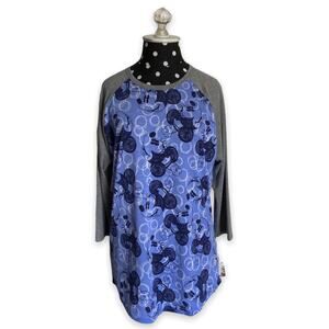 Disney LuLaRoe Womens Top Medium Randy Blue Gray‎ Minnie Mouse Baseball Tee NEW